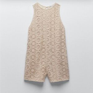 Zara Crochet Jumpsuit Romper Bohemian Indie Granola Hippie Cottagecore Lace